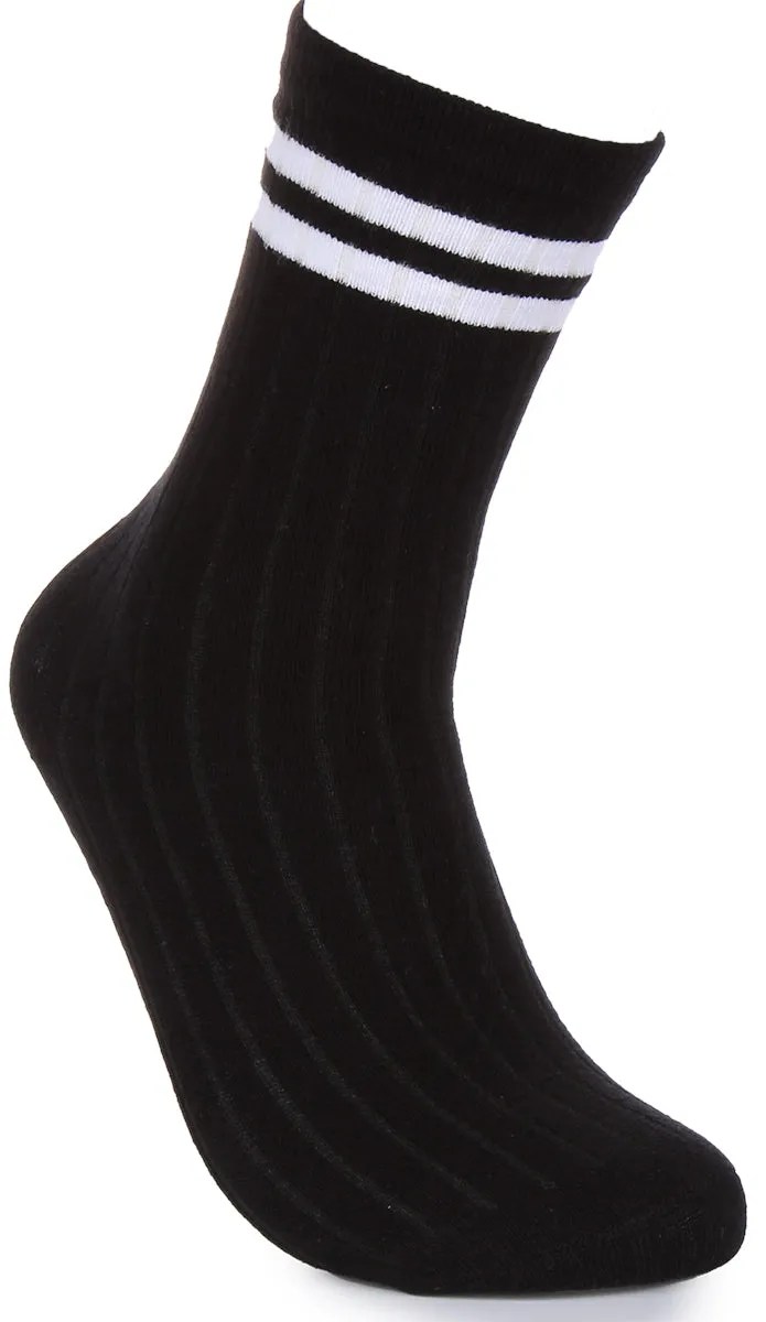 Justinreess England 2 Pair Sport Socks In Black White Stripe