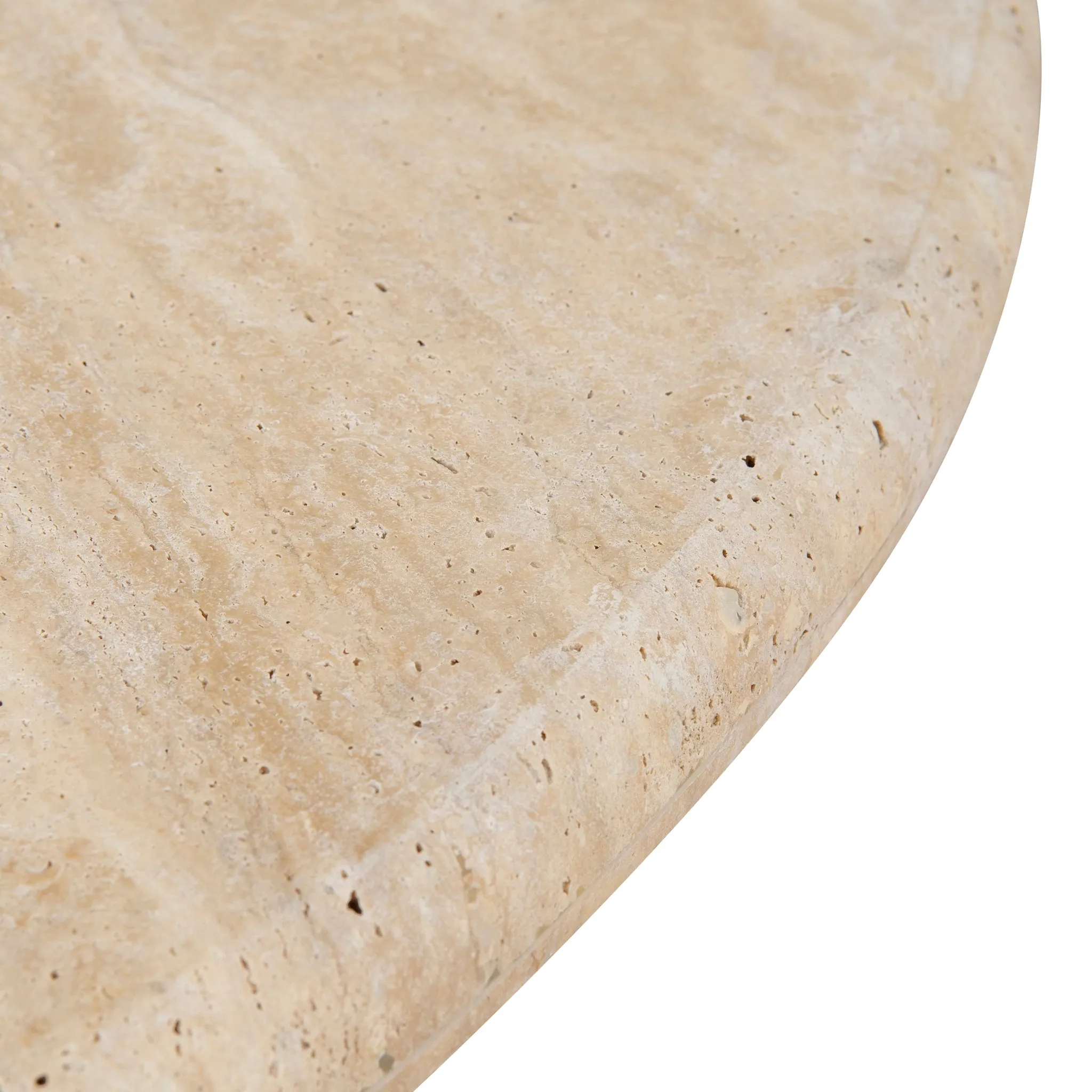 Kalin 90cm Round Travertine Coffee Table - Natural