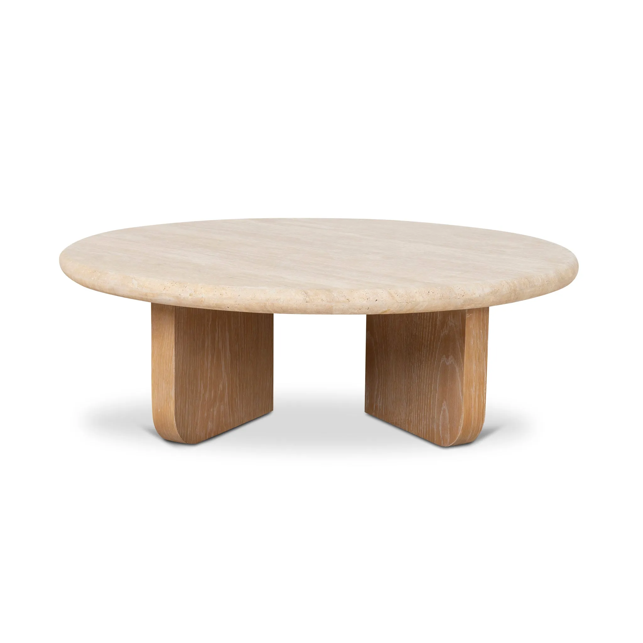 Kalin 90cm Round Travertine Coffee Table - Natural