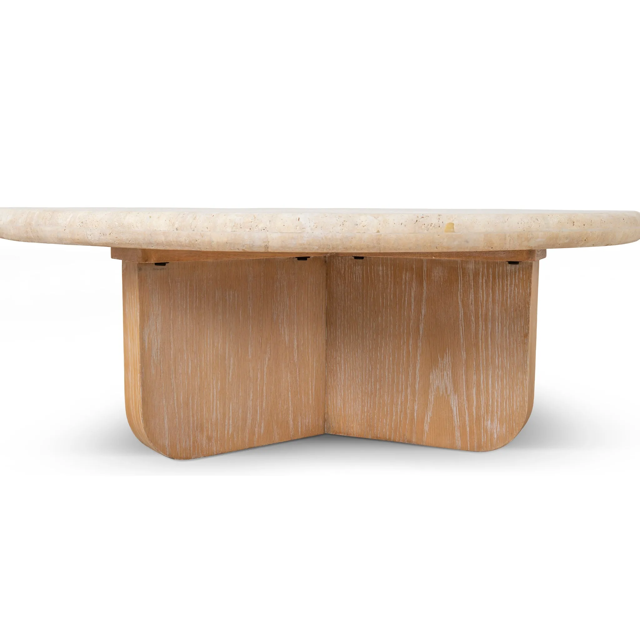 Kalin 90cm Round Travertine Coffee Table - Natural