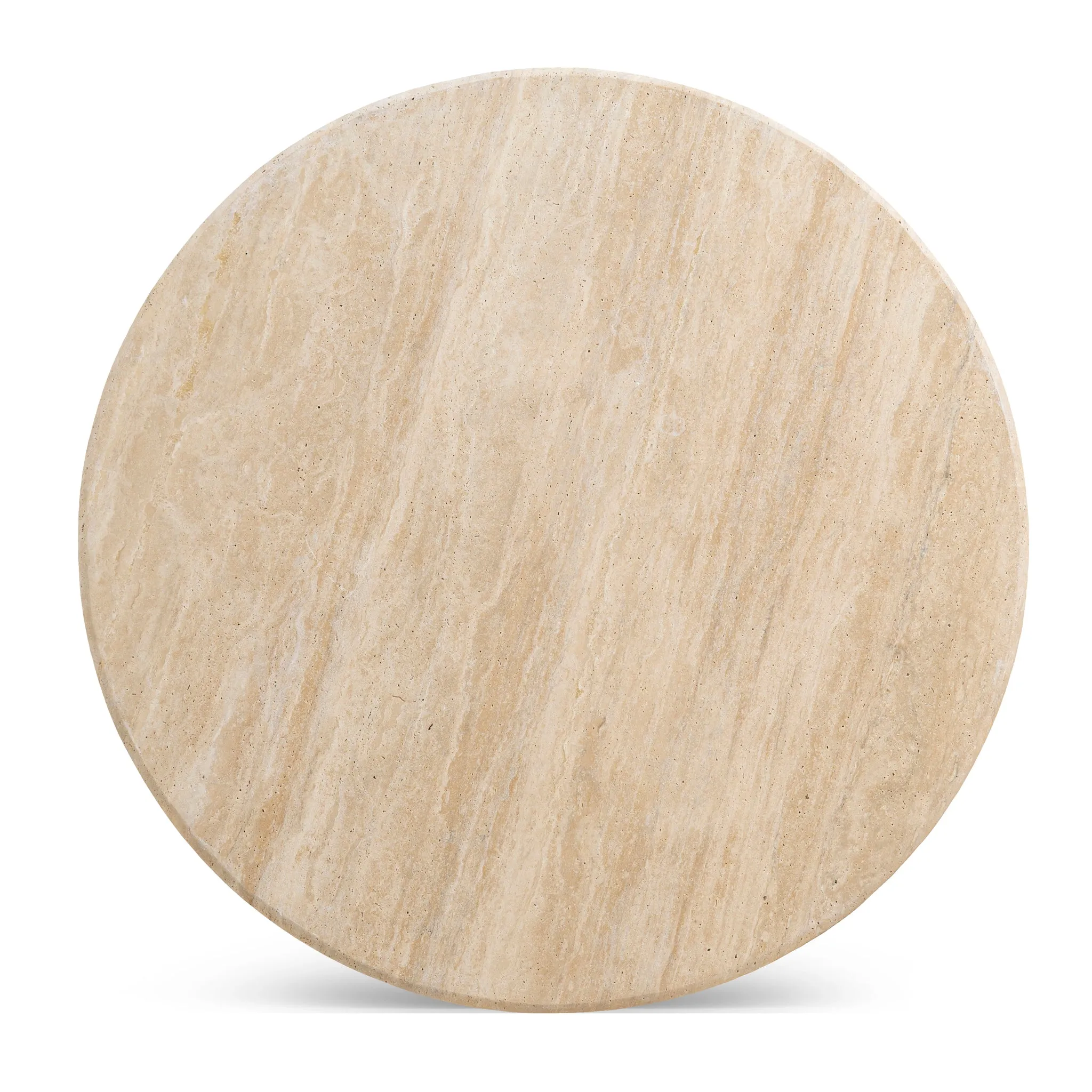 Kalin 90cm Round Travertine Coffee Table - Natural