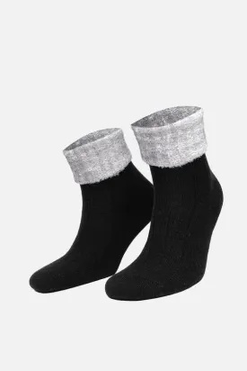 Lambswool Single Black Ankle Sock SCB-305