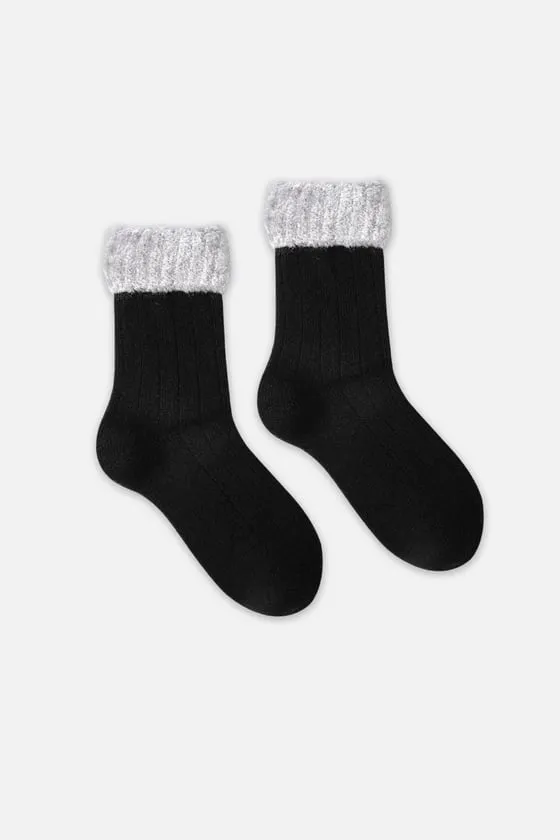 Lambswool Single Black Ankle Sock SCB-305