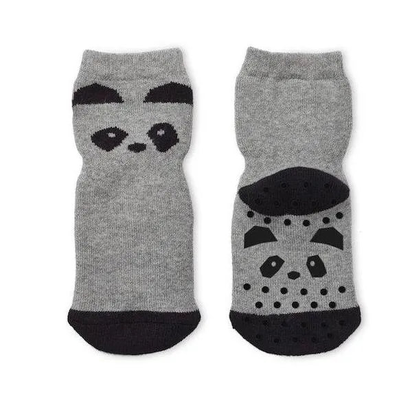 Liewood Nellie / Anti Slip Socks - Panda grey melange (2 Pack)