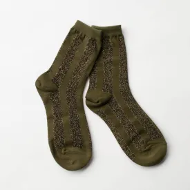 Lurex Stripe Socks in Green