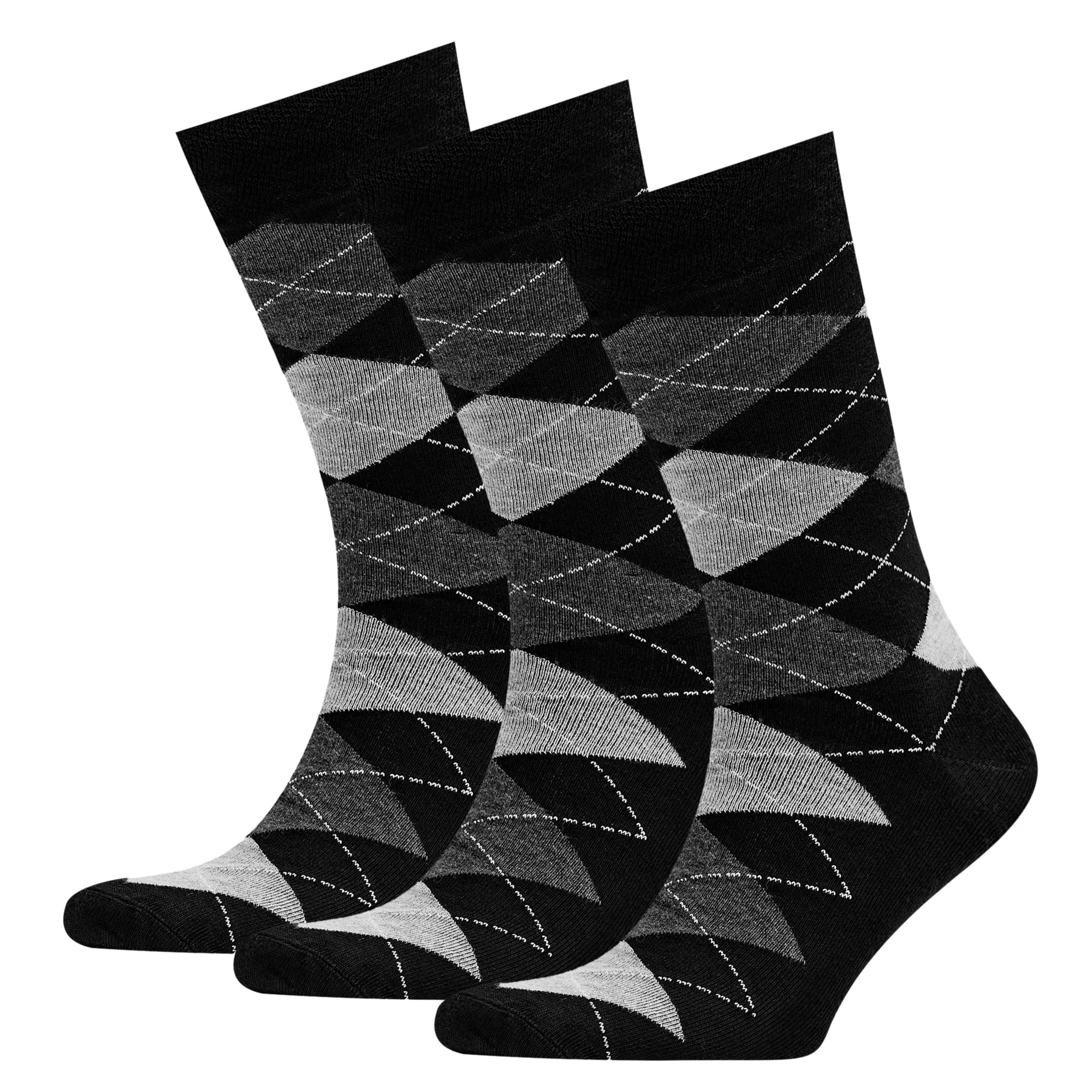 Men's Bamboo Dress Socks • Argyle Design Pack of 1/3/5 Pairs • Black