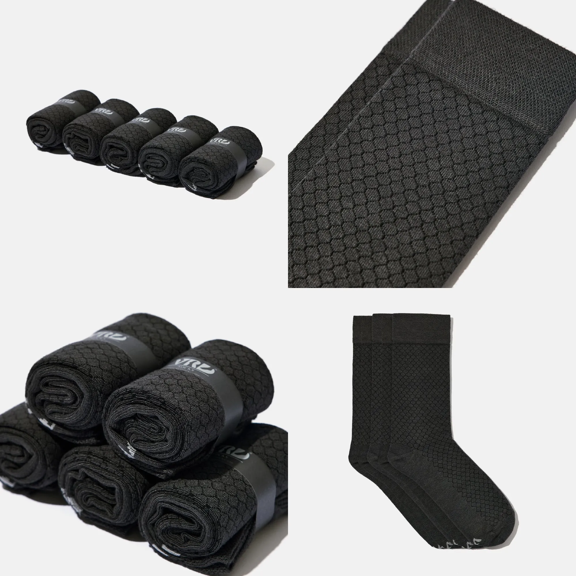 Men's Bamboo Dress Socks • Honeycomb Pack of 1/3/5 Pairs • Dark Grey