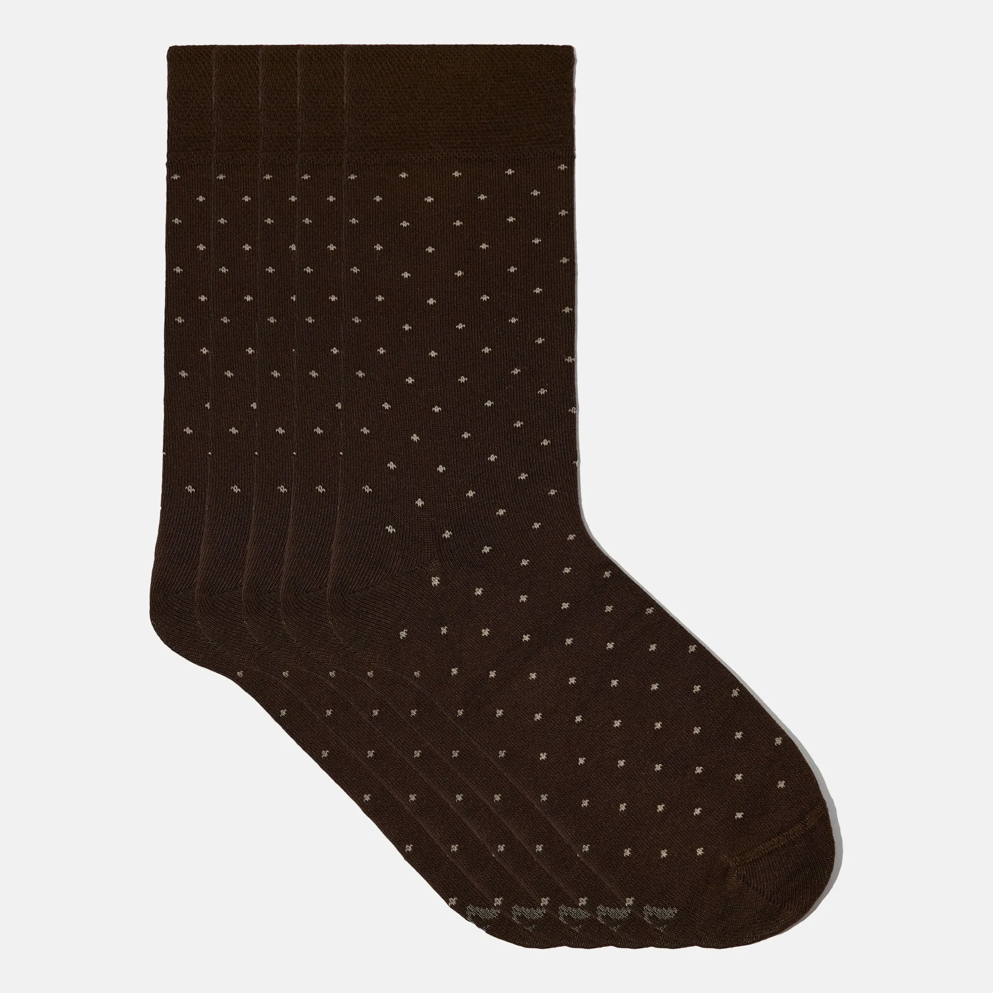 Men's Dark Brown Bamboo Dress Socks - Dotted Pack of 1/3/5 Pairs