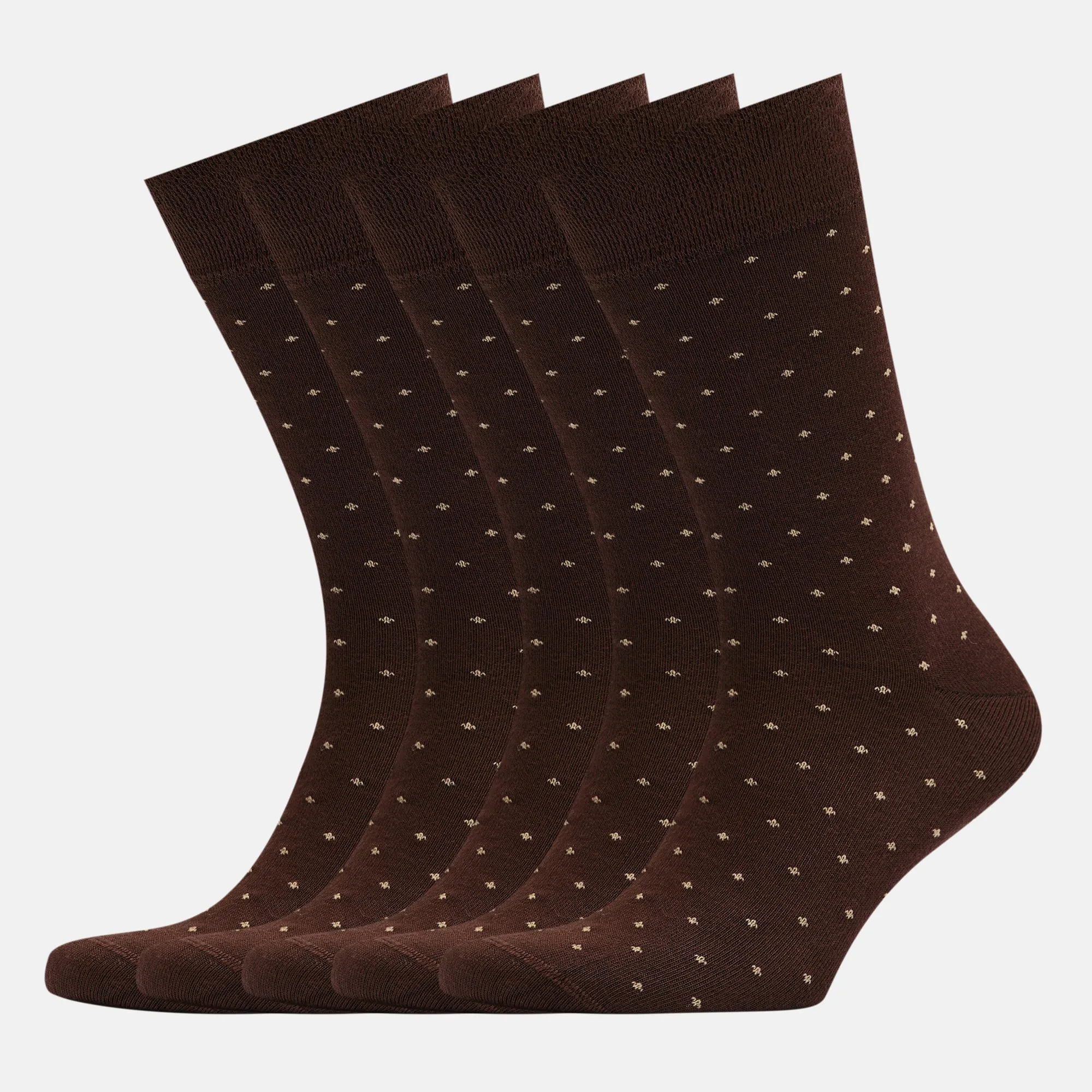 Men's Dark Brown Bamboo Dress Socks - Dotted Pack of 1/3/5 Pairs