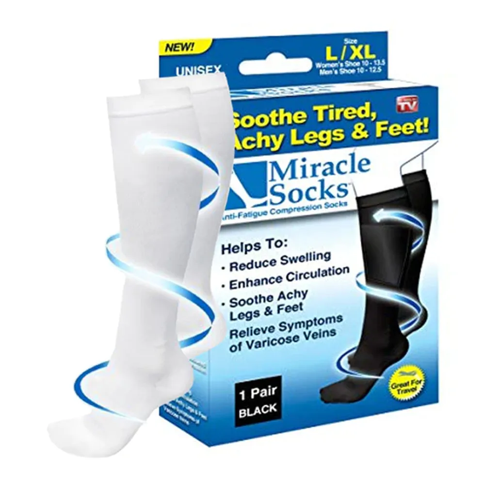 Miracle Anti-Fatigue Compression Socks - White, Small/Medium