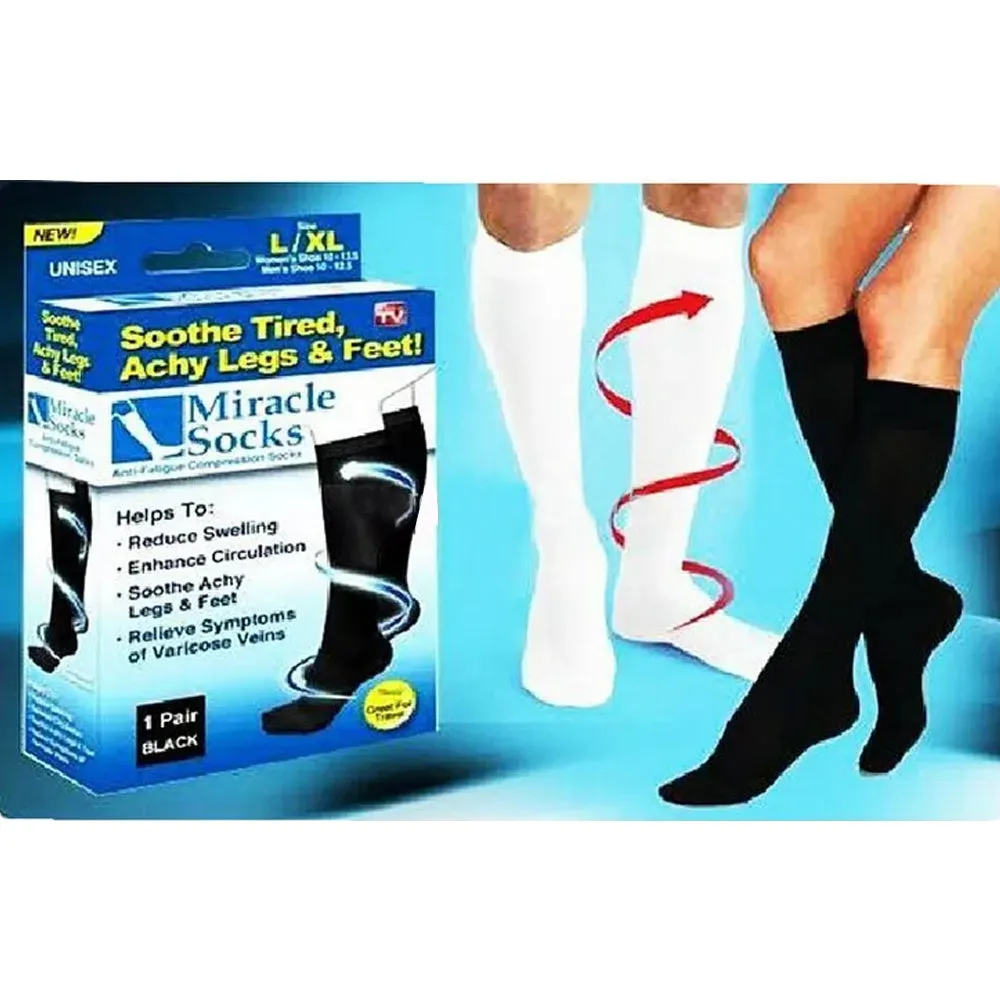 Miracle Anti-Fatigue Compression Socks - White, Small/Medium