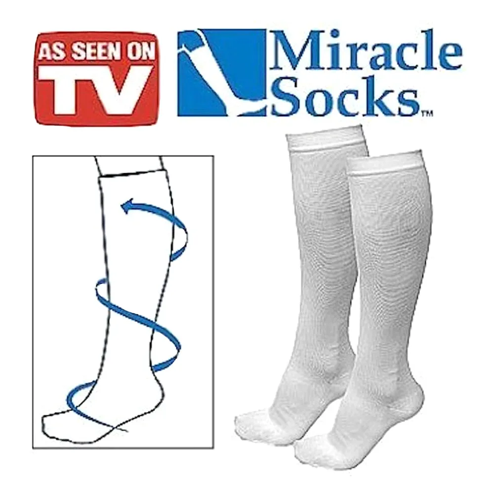 Miracle Anti-Fatigue Compression Socks - White, Small/Medium