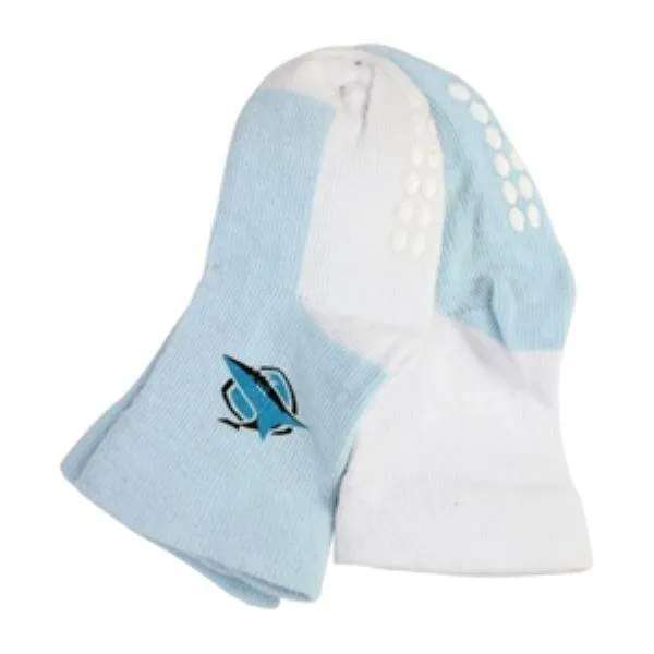 NRL Infant Socks - Cronulla Sharks - Set Of Two - Non Slip - Sock