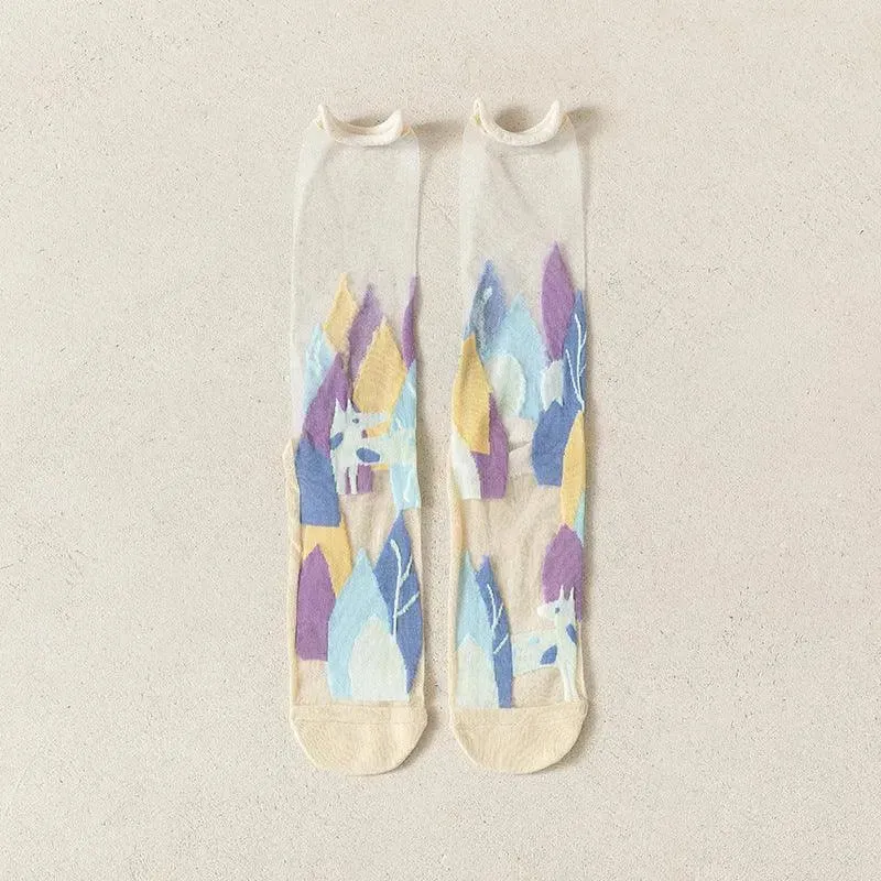 Nylon Transparent Crew Socks | Women's Unique Socks | Cute Outfits