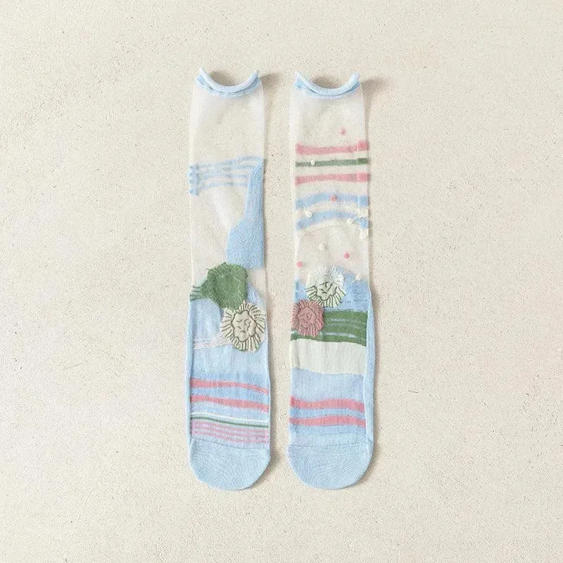 Nylon Transparent Crew Socks | Women's Unique Socks | Cute Outfits