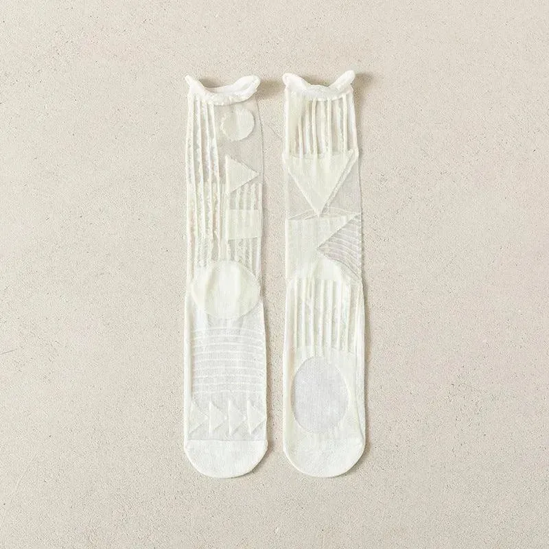 Nylon Transparent Crew Socks | Women's Unique Socks | Cute Outfits