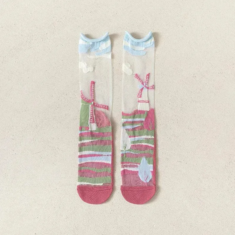 Nylon Transparent Crew Socks | Women's Unique Socks | Cute Outfits