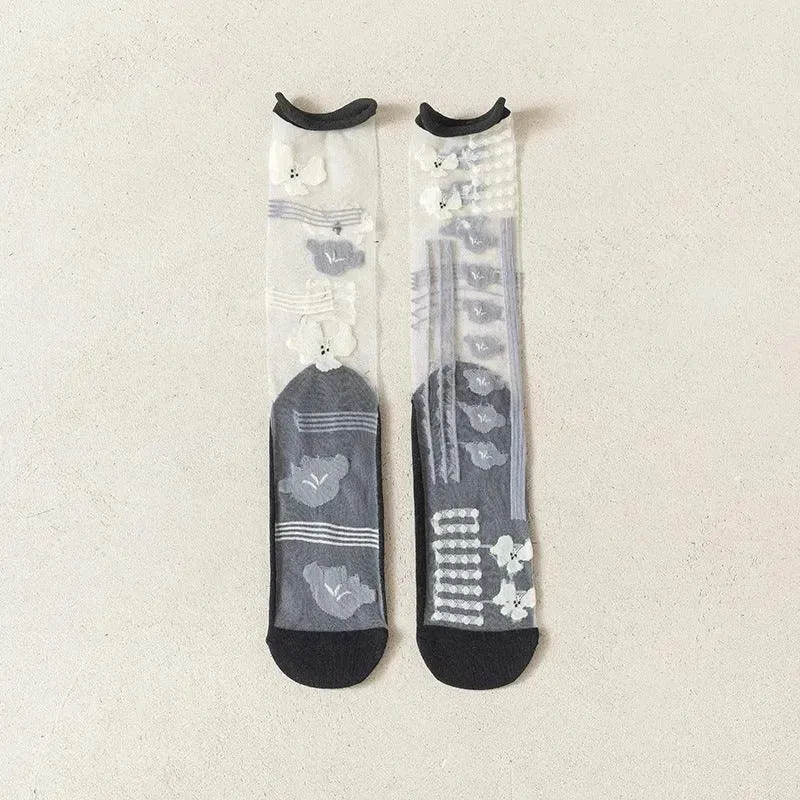 Nylon Transparent Crew Socks | Women's Unique Socks | Cute Outfits