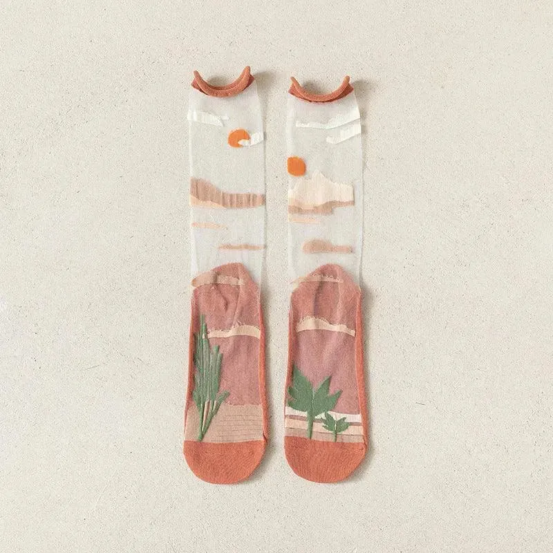 Nylon Transparent Crew Socks | Women's Unique Socks | Cute Outfits