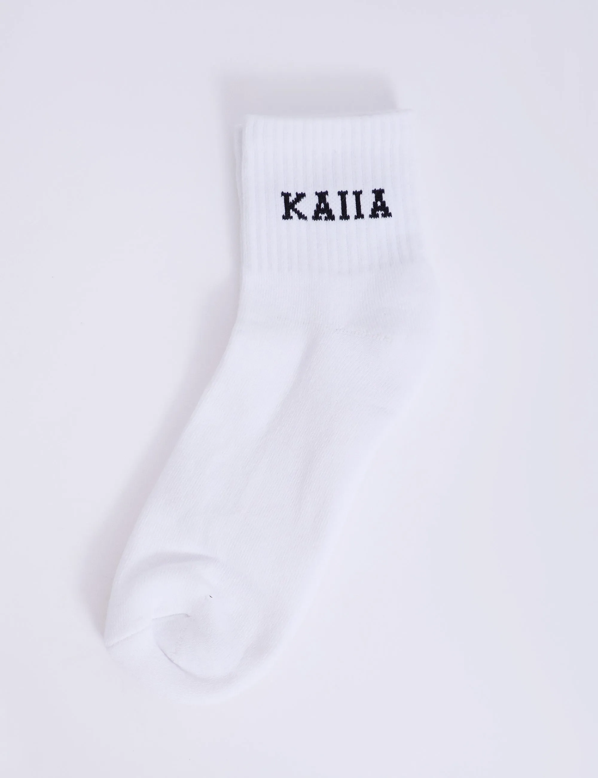 One Pair Kaiia Logo Socks White & Black