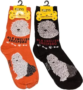 Orange Old English Sheepdog Socks