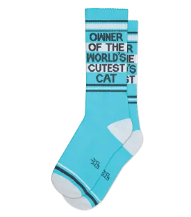 Owner Of The World's Cutest Cat (Turquoise) Unisex Crew Socks