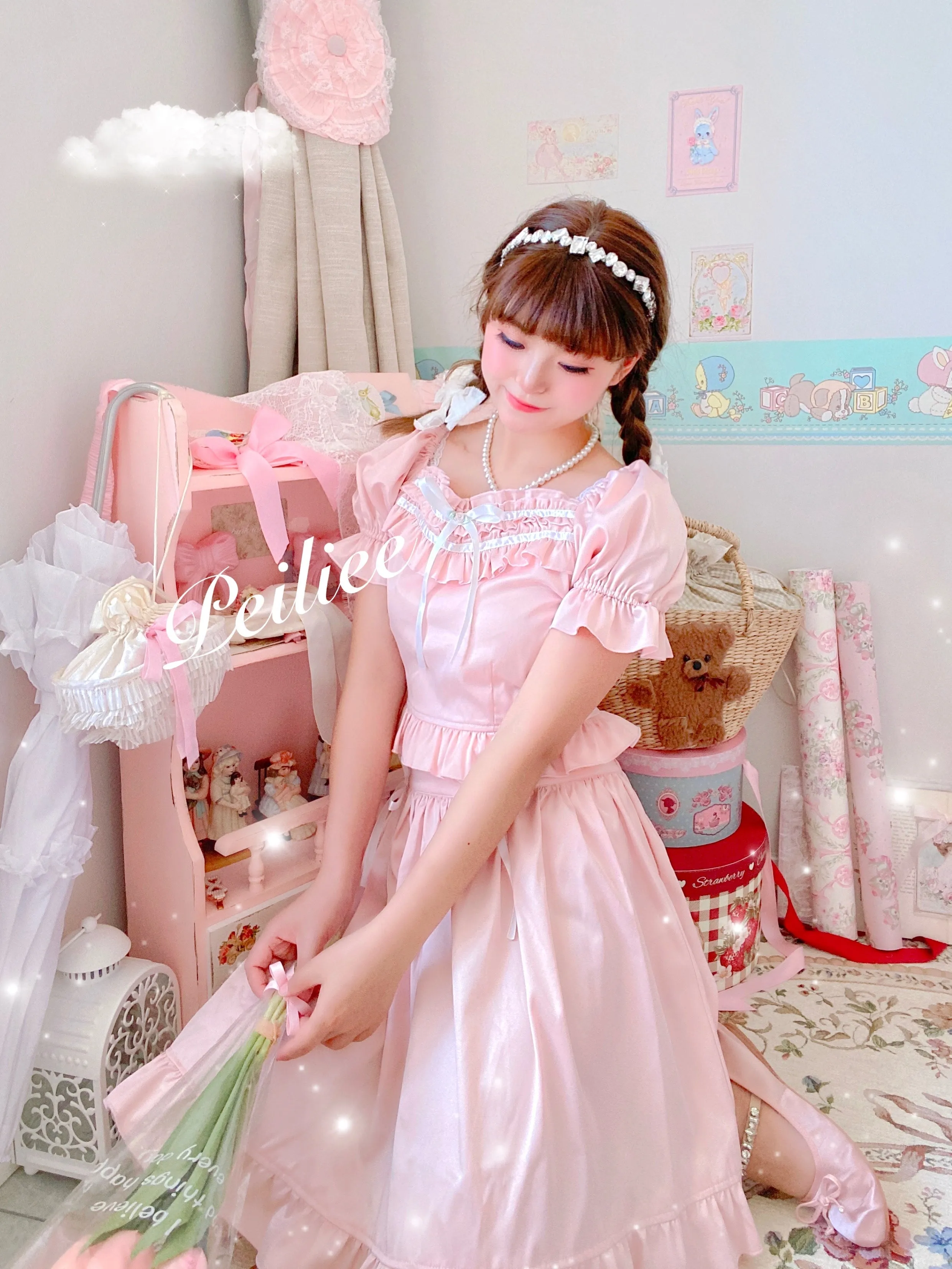 [Peiliee Design 5 years anniversary] Sakura Soft Satin Dress Set