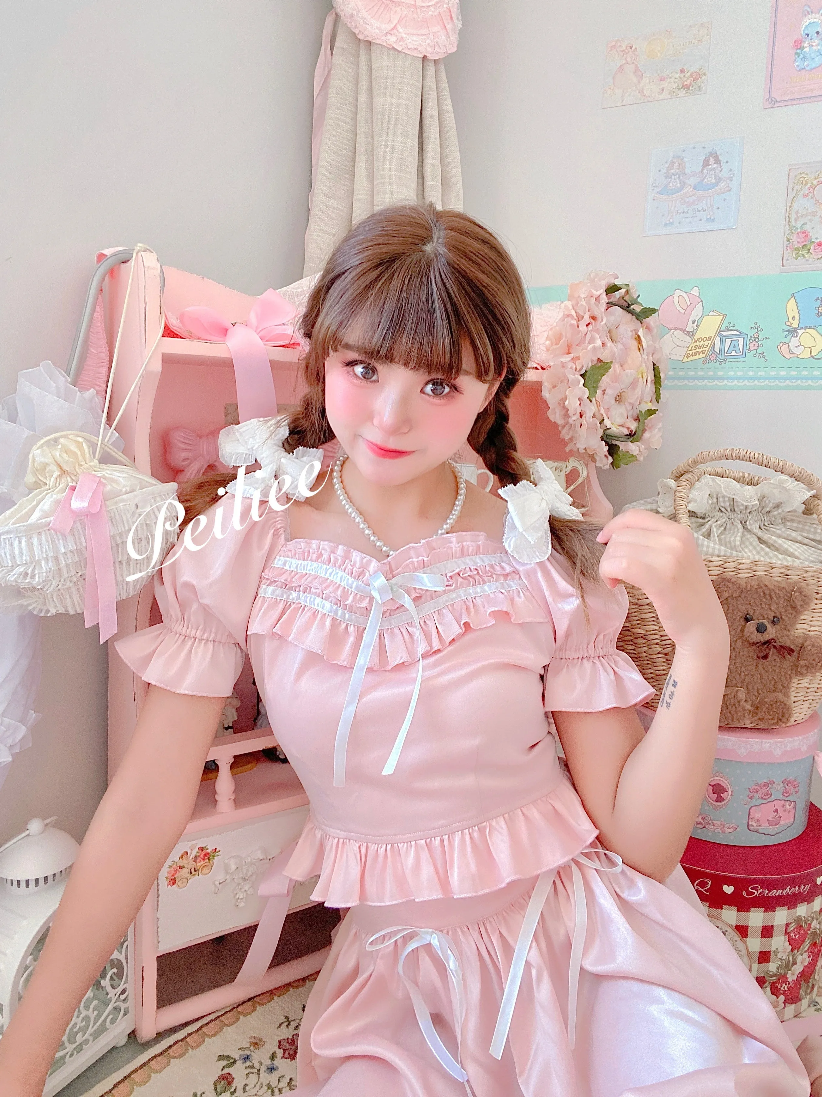 [Peiliee Design 5 years anniversary] Sakura Soft Satin Dress Set