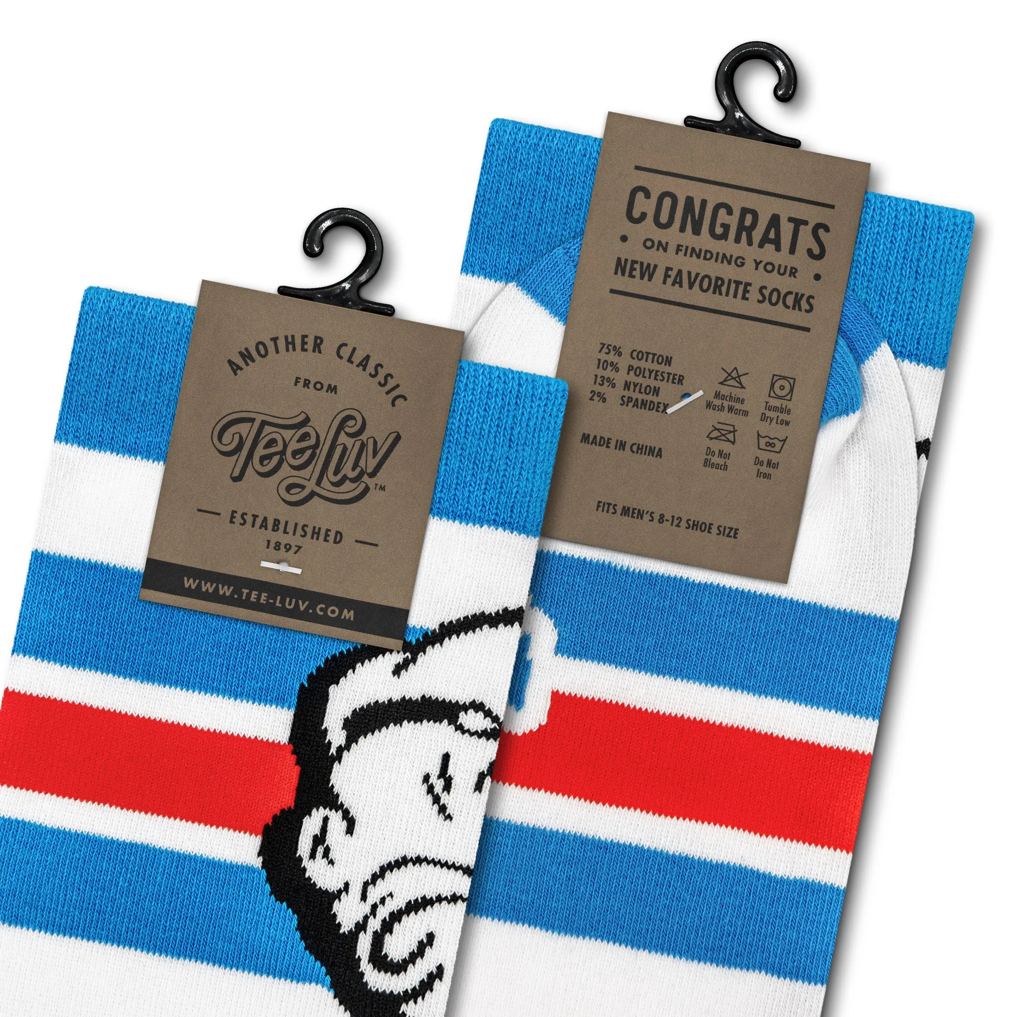 Popeye the Sailor Man Cartoon Socks - White/Blue/Red