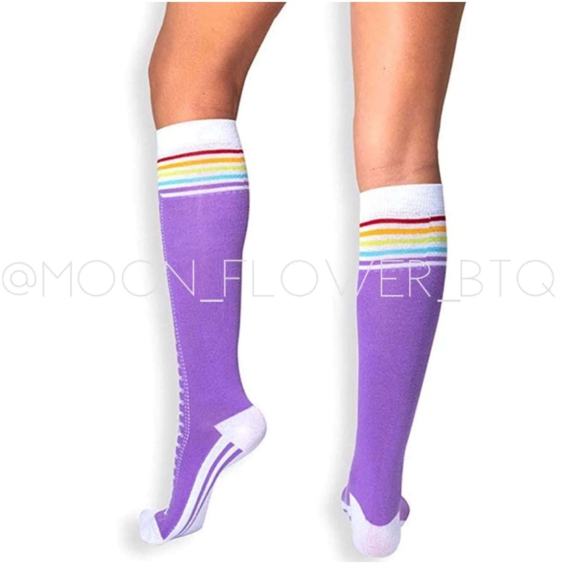 Purple Lace Up Knee High Socks