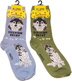 Purple Siberian Husky Socks