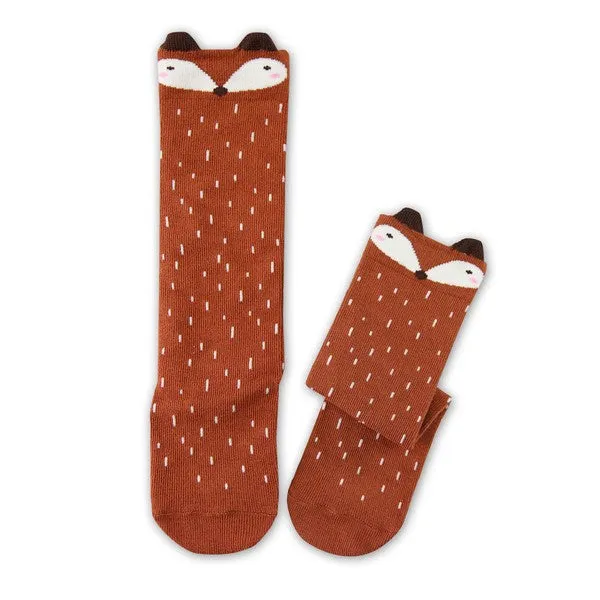 Raccoon Knee Socks (Brown/Grey)