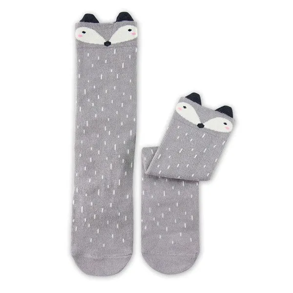 Raccoon Knee Socks (Brown/Grey)