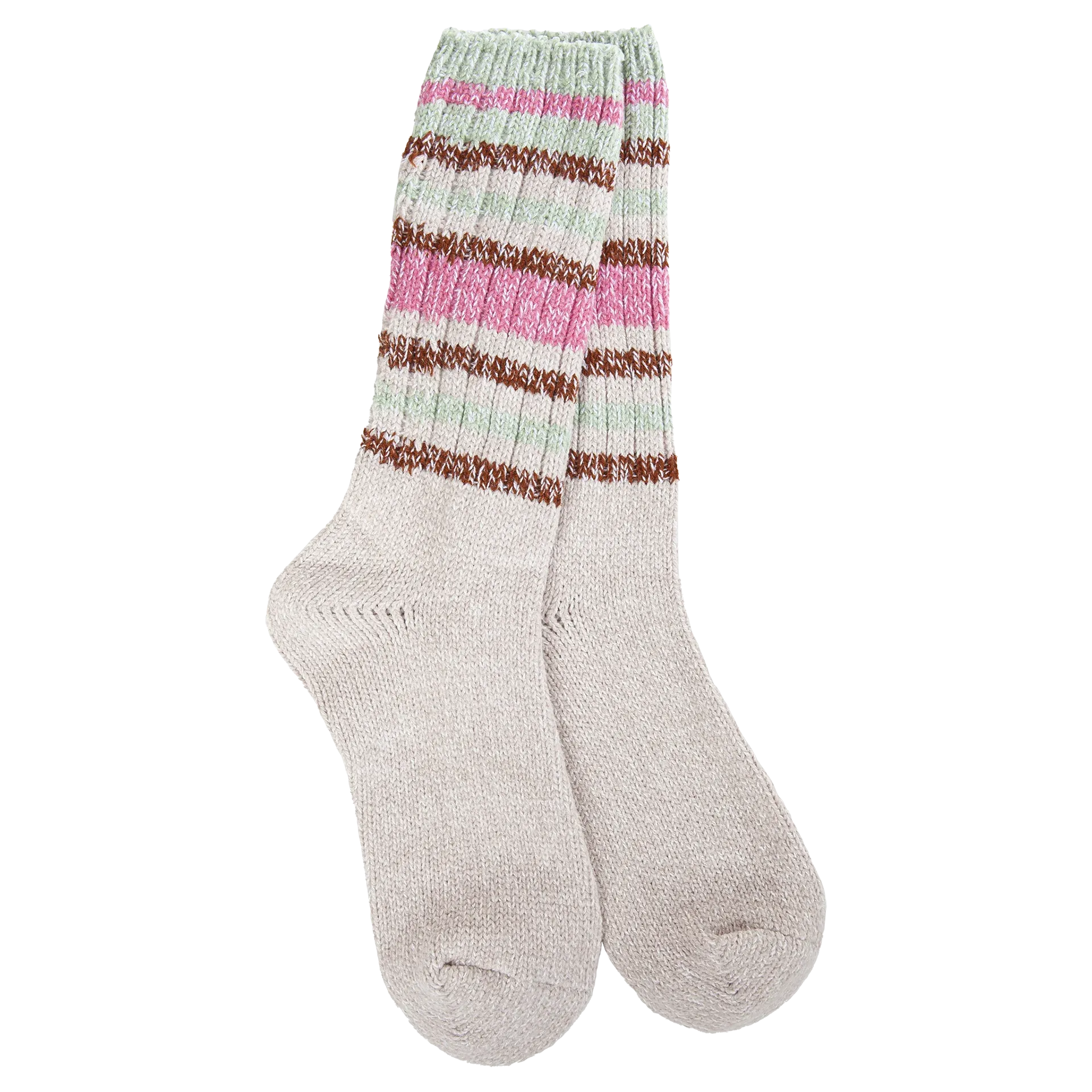 Ragg Crew Socks - Mushroom Stripe