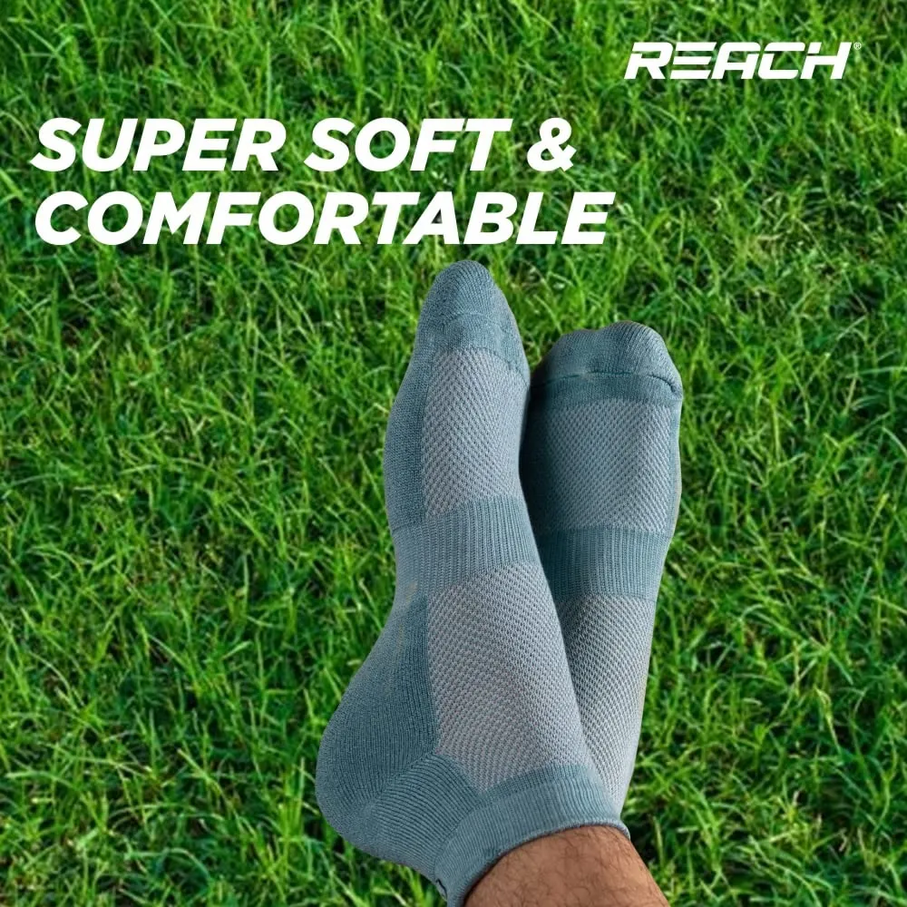 REACH Bamboo Fibre Ankle Length Socks For Men & Women | Breathable Mesh & Odour Free Socks | Sports & Gym Socks | Soft & Comfortable | Pack Of 3 | Sea Green