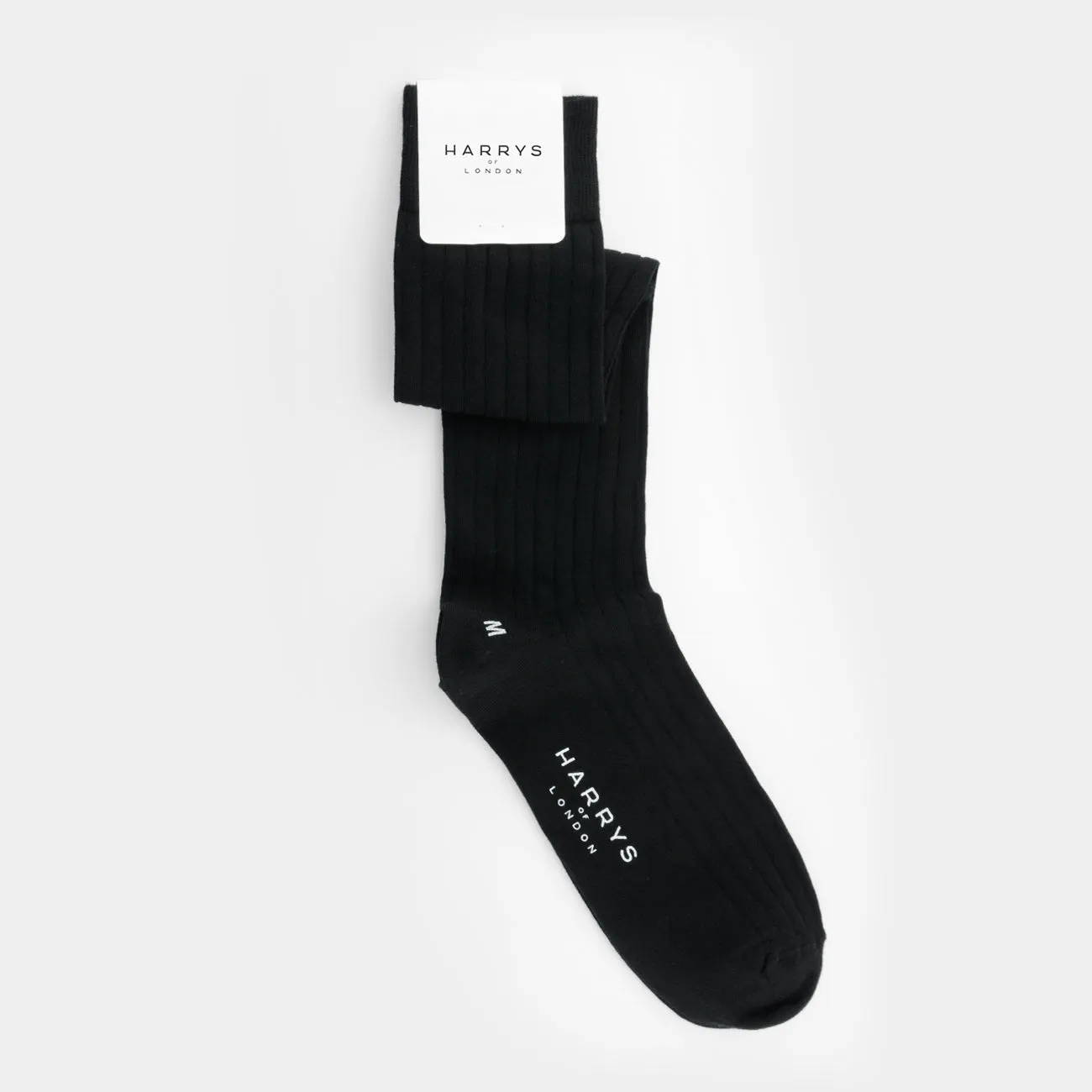 Ribbed Sock Cotton Black Over the Calf