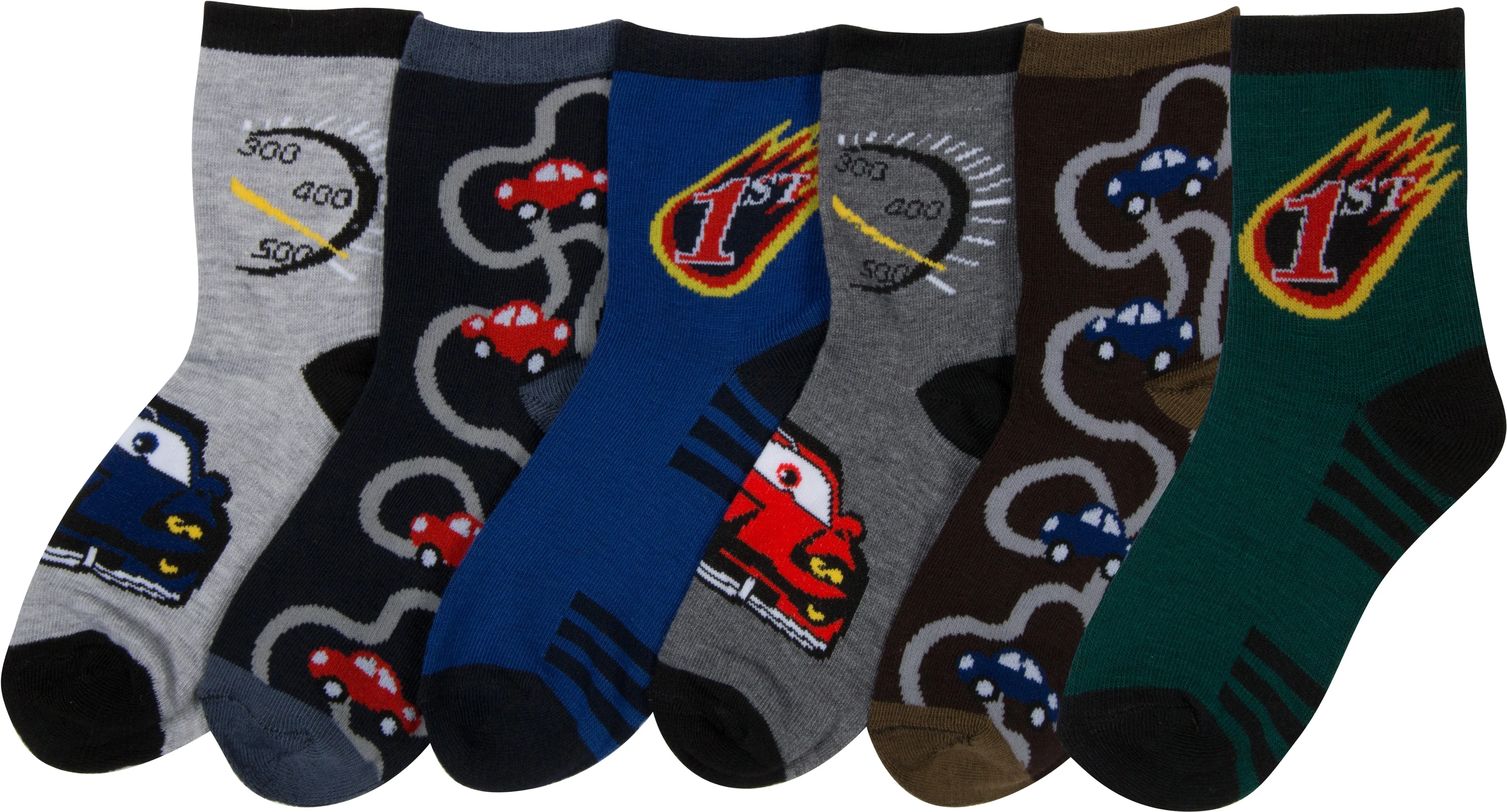 Sakkas Boy's Playful Pattern Assorted Crew Socks 6-Pack