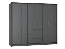 Singapore 255cm Hinged Door Wardrobe Graphite