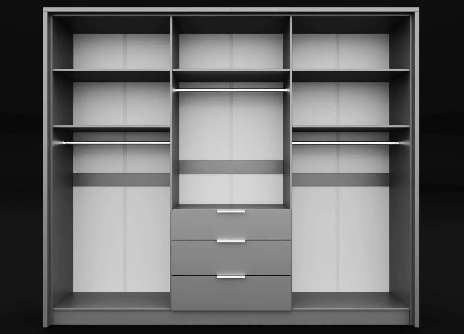 Singapore 255cm Hinged Door Wardrobe Graphite