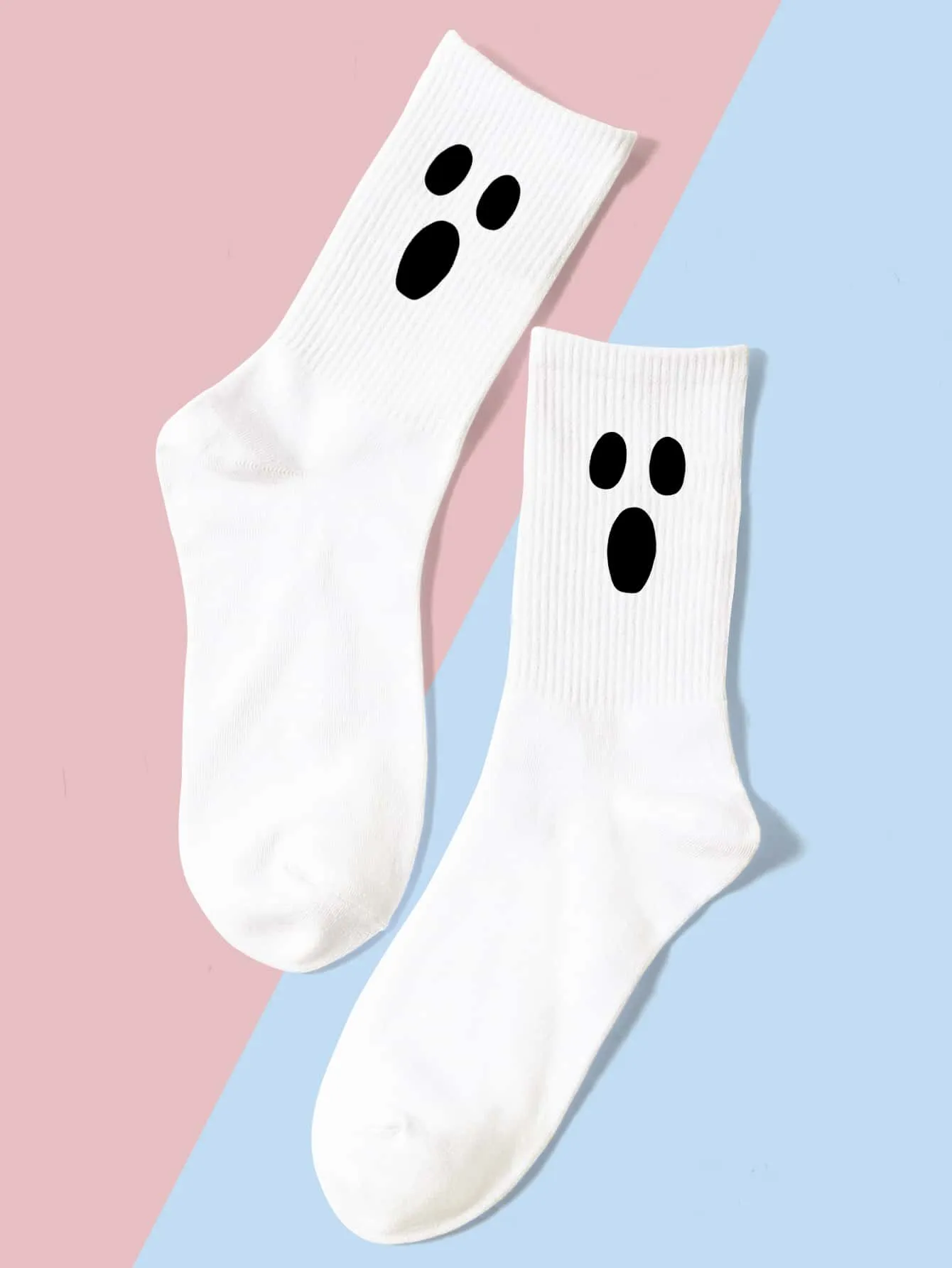 Surprised Expression Crew Socks Funny Socks for Women Novelty Socks Funky Socks