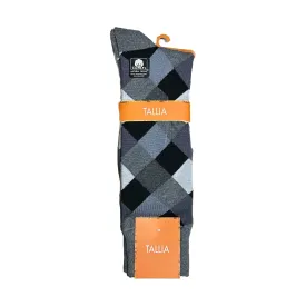 Tallia Mens Diamond Design Socks-Black/White