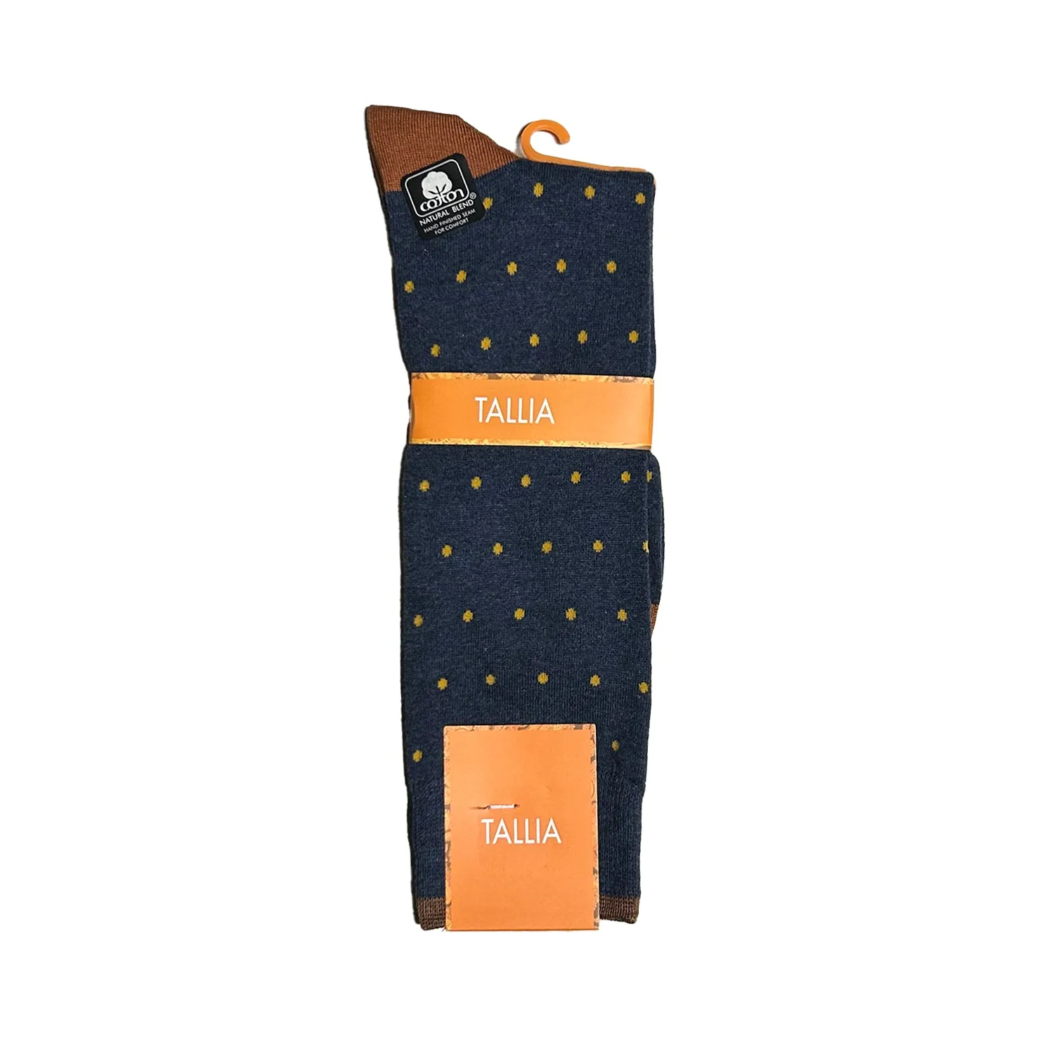 Tallia Mens Polka Dot Design Socks - Navy/Gold