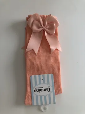 Tambino Knee High Peach Bow Socks