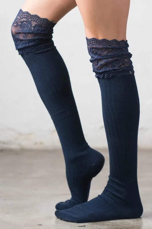 TEEK- Lace Topped Over the Knee Socks