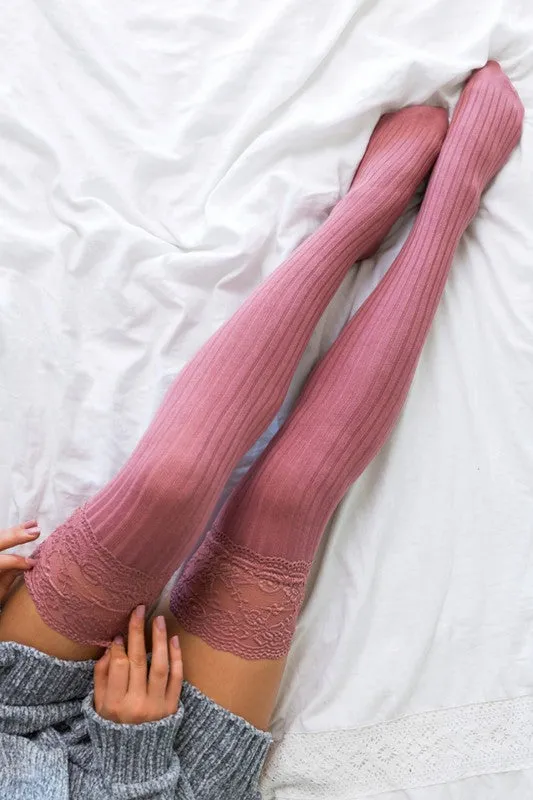 TEEK- Lace Topped Over the Knee Socks