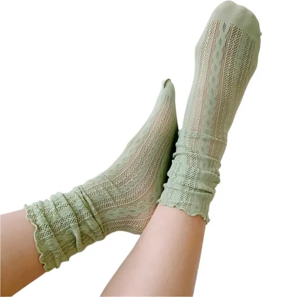 TEEK - White Slouch Crochet Lace Socks 2 Pairs