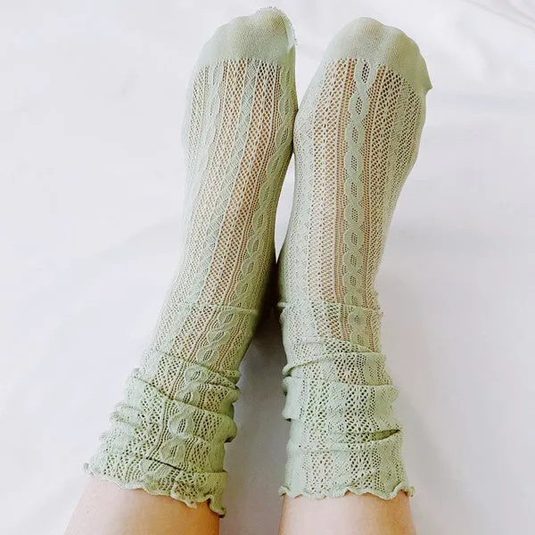 TEEK - White Slouch Crochet Lace Socks 2 Pairs