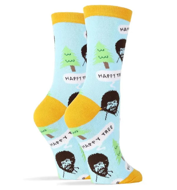 TEEK - Womens Bob Ross Happy Tree Socks