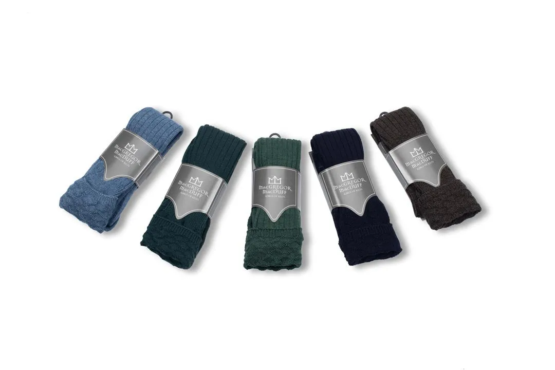 Traditional Diamond Patterned Kilt Socks - Choose Your Colour