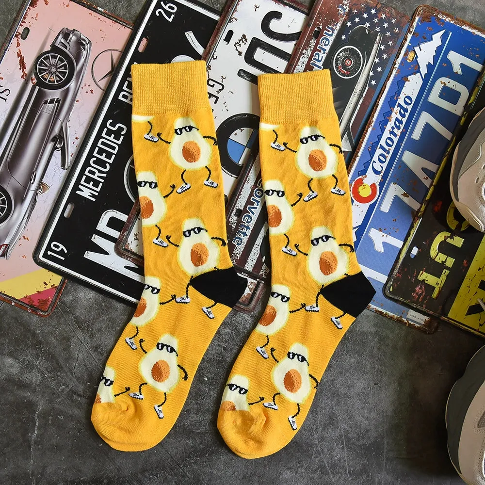 Trendy Graffiti Food Print Cotton Socks